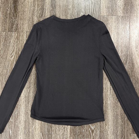 EUC Zara Charcoal Long Sleeve Crewneck Knit Top Sz Large Fitted Minimal Layering - Picture 9 of 16